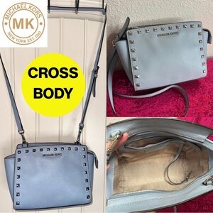MICHAEL KORS 🤍 Pewter Baby Blue Crossbody Bag, Silver Hardware 💫 Like NEW
